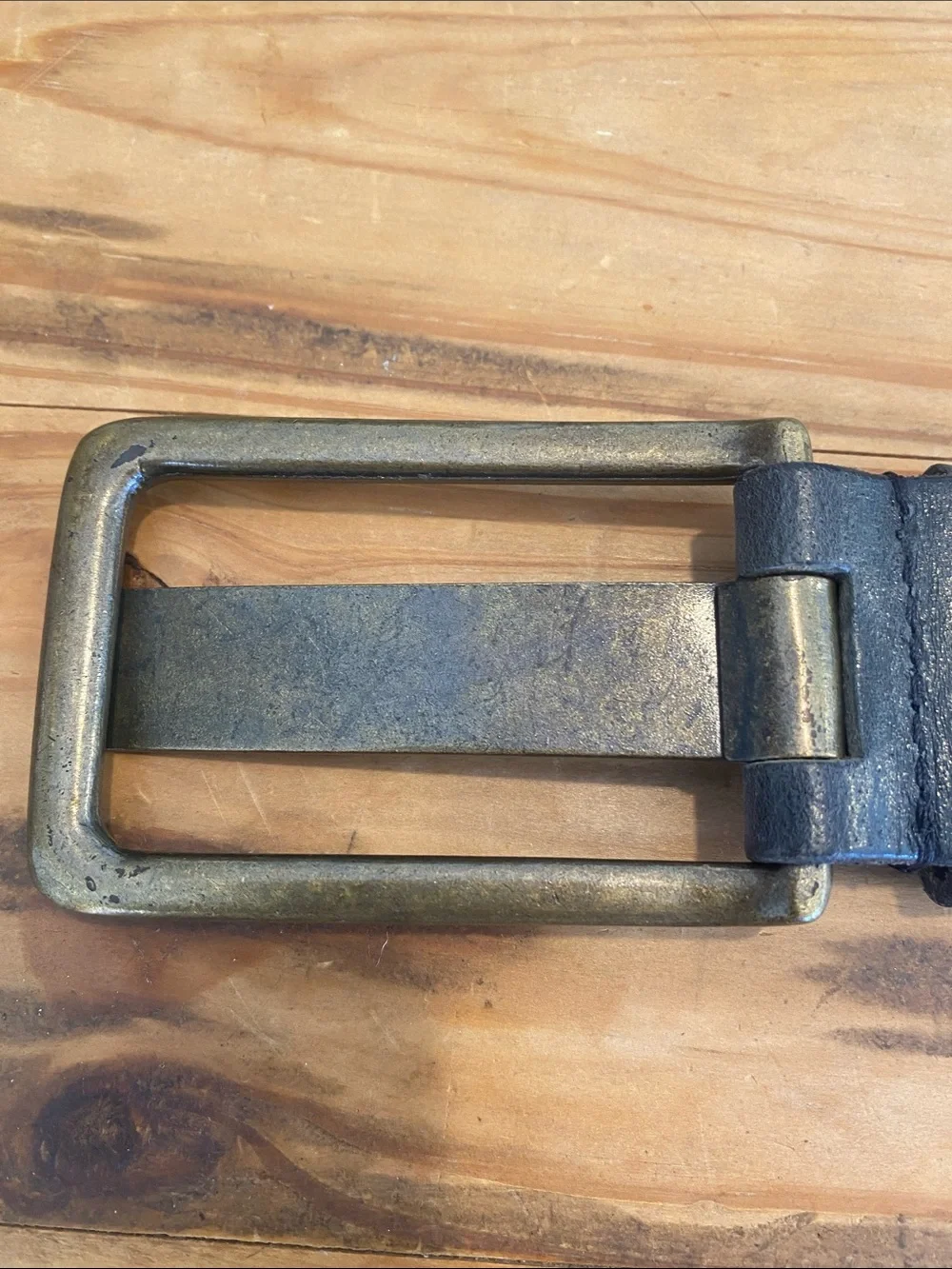 We The Free Black Leather Belt with Aged Brass Buckle